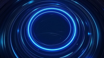 Abstract glowing circle lines on a dark blue background, abstract background, background, glowing background,, black glowing background, background