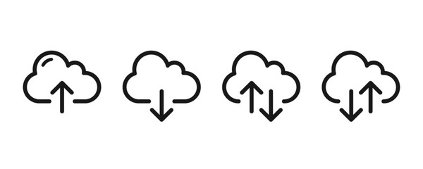Cloud download and upload icon. Upload download cloud arrow. download upload cloud symbol.