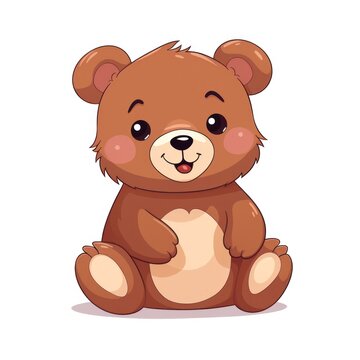 A cartoon illustration of a brown bear cub sitting up.