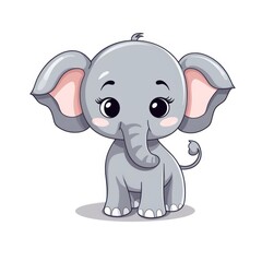Fototapeta premium A cartoon baby elephant with big ears and a cute smile.