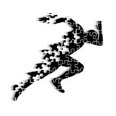 Running puzzle man vector illustration - 722385763