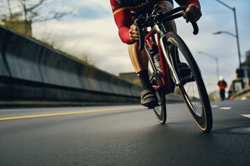 Fototapeta premium detailed plan of a racing bicycle on asphalt