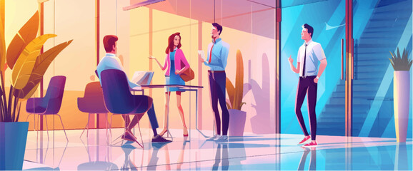 Discussion. Communication concept. Business people talking. Vector illustration. - obrazy, fototapety, plakaty