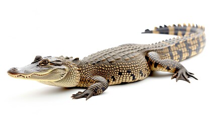 Isolated alligator on white background for wildlife and nature concepts in stock photos
