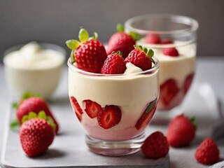 ice-cream with strawberries