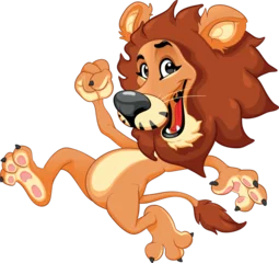 Fototapeten Funny smiling lion running. Vector cartoon isolated character with transparent background.  © ddraw