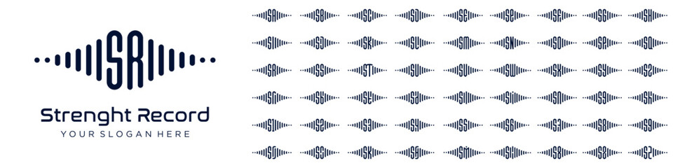 logos music combined letter S with letters from A to Z and numbers from 1 to 9. vector illustration