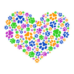 Heart with Cat's steps vector illustration