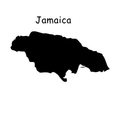 Jamaica black  map on world map 
