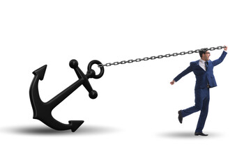 Businessman with anchor in business concept