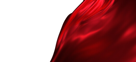 Abstract red cloth falling. Satin fabric flying in the wind