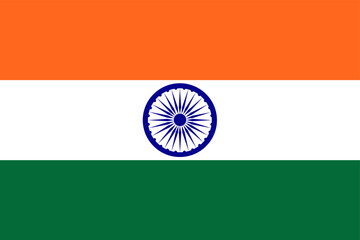 Orange white and green national flag of Asian country of India. Illustration made January 28th, 2024, Zurich, Switzerland.