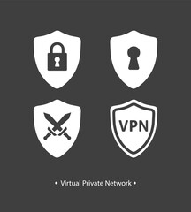 Virtual private network set. Flat vector illustration. 