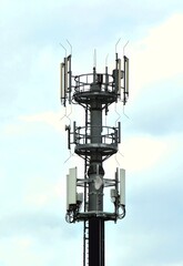 Pole with mobile phone antennas and wireless internet