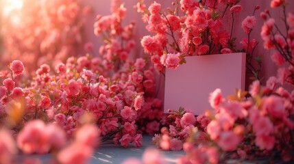 a pink background with flowers, a plaque and greeting card for women's day, in the style of womancore, light purple and light crimson, candid moments captured, installation-based