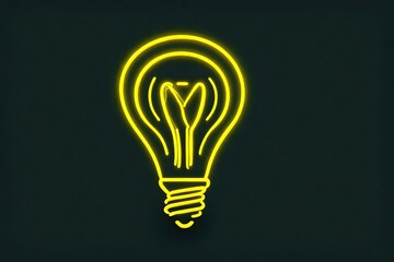 bulb icon in neon style. Simple thin line, outline vector on dark background	