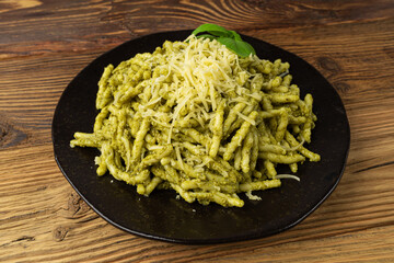 Trofie Al Pesto, Italian Pasta with Pesto Sauce, Traditional Genovese Troffie, Fusilli Pugliesi, Liguria Food