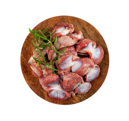 Poultry Offal Isolated, Raw Chicken Stomach, Poultry Giblets, Fresh Turkey Stomach, Chicken Gizzard