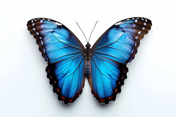 Blue Morpho Butterfly, Isolation on the blank white