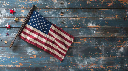 American flag and wooden boards