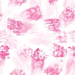 Seamless abstract pattern. Simple background with pink, magenta, white texture. Digital brush strokes background. Design for textile fabrics, wrapping paper, background, wallpaper, cover.