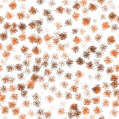 Seamless abstract textured pattern.  Orange, brown, white texture. Stains, spots. Digital brush strokes background. Design for textile fabrics, wrapping paper, background, wallpaper, cover.