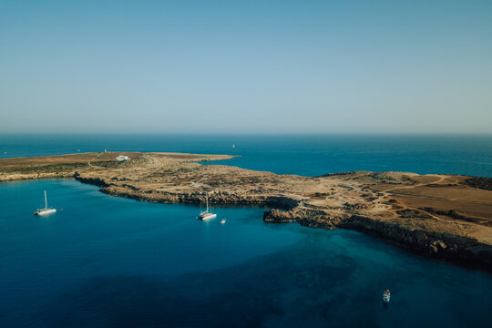 Aerial view of Blue Lagoon and Cape Greco 