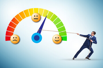 Satisfaction meter in customer opinion concept