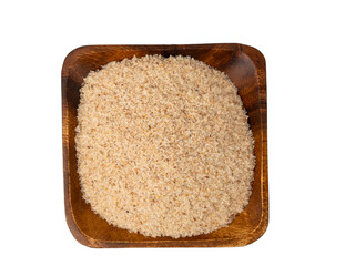 Dietary supplement in the form of fiber on a white background. Fiber close up.