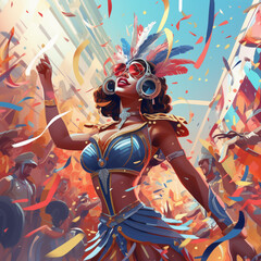 Fototapeta premium Carnival party background. Brazil, Venetian, carnival, mardi gras, costumes and masks