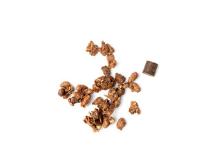 Chocolate Granola Pile Isolated, Cocoa Muesli Breakfast, Crunchy Cereals, Oatmeal Muesli