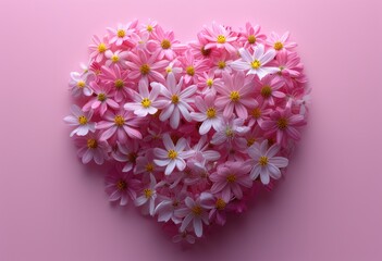 heart shaped flowers on pink background, in the style of contemporary candy-coated