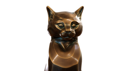 3d Cat figurine domestic stylized sitting PNG isolate on transparent background with shadow