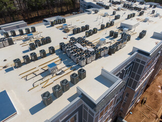 Drone Photos of New TPO Residential Roofing & HVAC. 