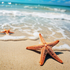 Fototapeta na wymiar Seaside Serenity: Starfish Perfection in the Clear Coastal Waters