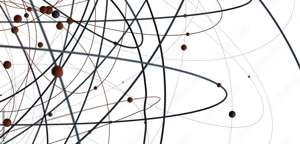 Fototapete Motion of digital data flow. Communication and technology network concept with moving lines and dots