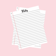  Notebook pages with wire binding, realistic lined paper sheets. Empty school notepad page, memo note sheets with spiral binders vector set. Lined and squared pages for planner or organizer in eps 10.