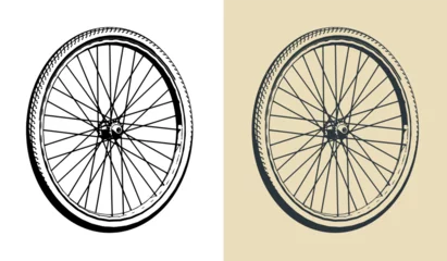 Fotobehang Bicycle wheel illustrations © blacklight_trace