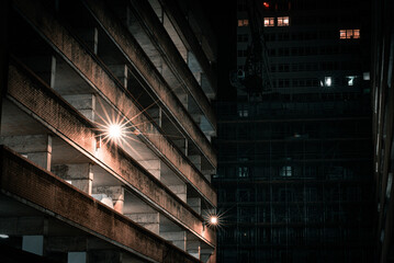 Night view of Brighton with random lights and reflections, East Sussex, England