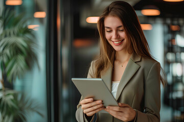 Business woman working with digital tablet