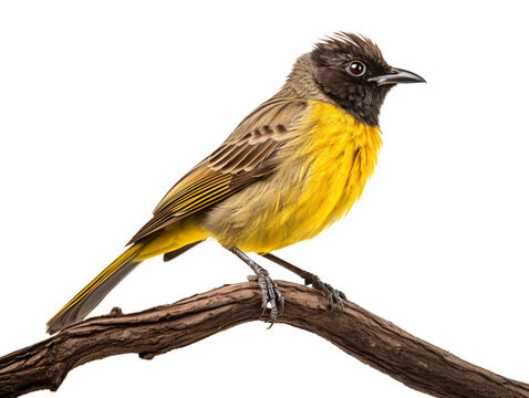a yellow and black bird on a branch