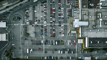 Aerial view from a drone flying above green Brighton streets in summer, East Sussex, UK