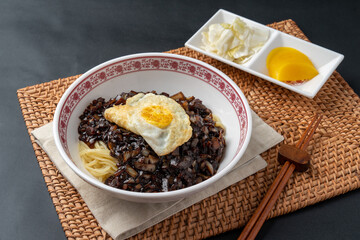 Chinese food, black bean sauce noodles with minced meat, beef mushroom  sweet and sour pork, Chinese shrimp, deep-fried pork in sweet rice batter with sweet and sour sauce