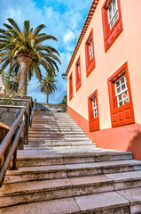 La Palma, Spain- December 26, 2023: Lush greenery and flowers in the town of San Andres on the island of La Palma in Spain's Canary Islands
