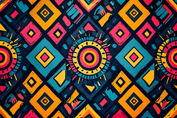 Create a colorful pattern with geometric shapes and intricate details