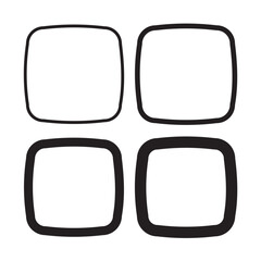 Square Stroke Shape Icons. Squircle stroke rounded square icon set. Isolated on a white background.
