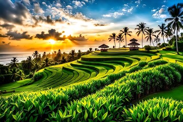 Nature background rice field