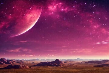 Fantasy Galaxy Landscape Background. Generative AI