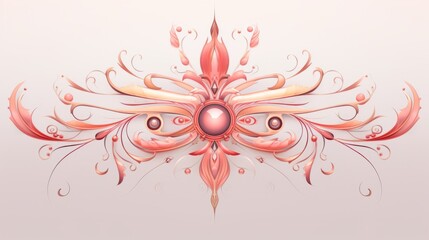 Elegant floral abstraction in a symmetrical arrangement, featuring coral and peach hues. Concept of digital art, symmetry, floral patterns, soft color palette.