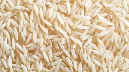 White rice grains. Textured background. Top view. Copy space. Concept of uncooked food, dietary...